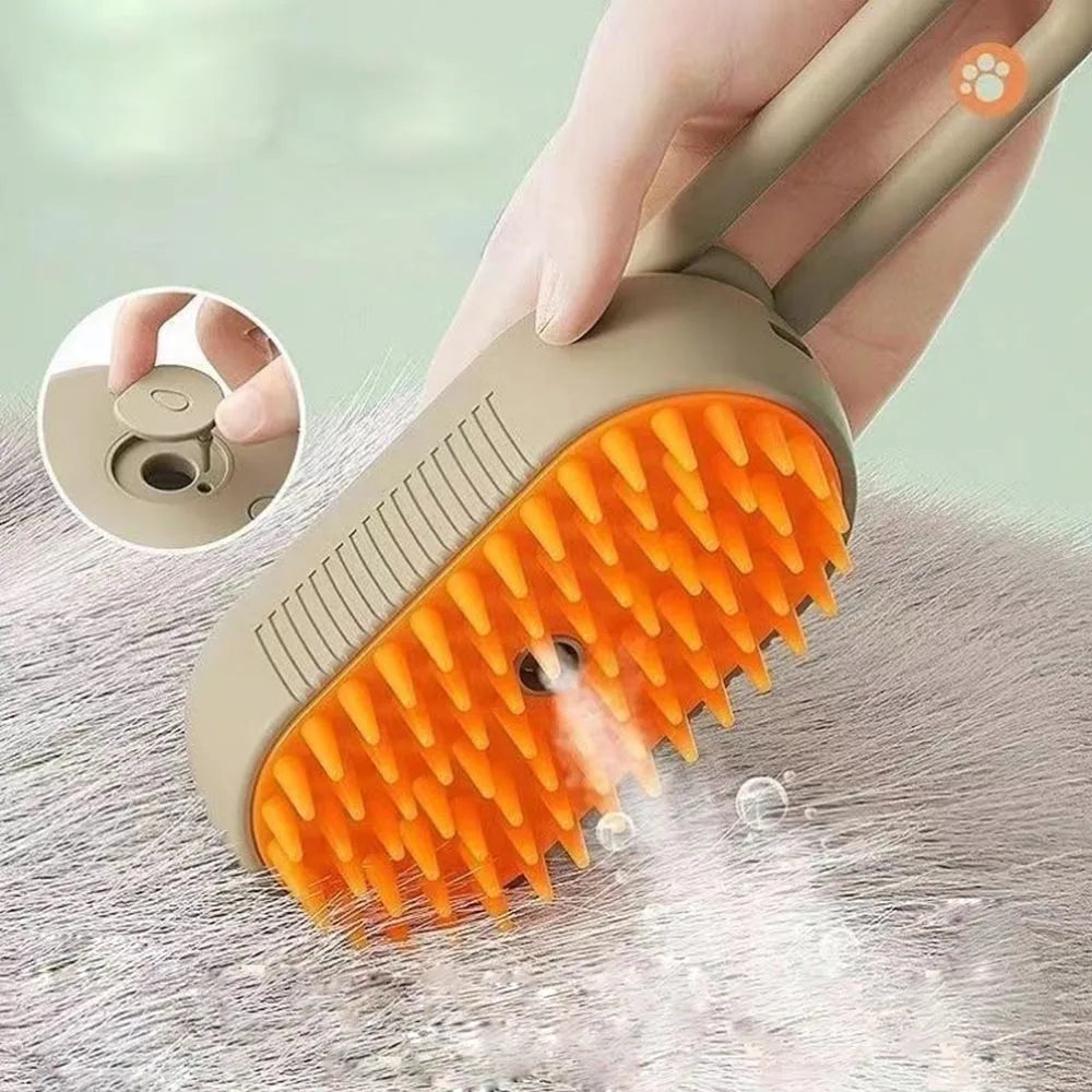 Electric Cat Steam Brush – 3-In-1 Pet Grooming Comb with Water Spray for Cats and Dogs, USB Rechargeable